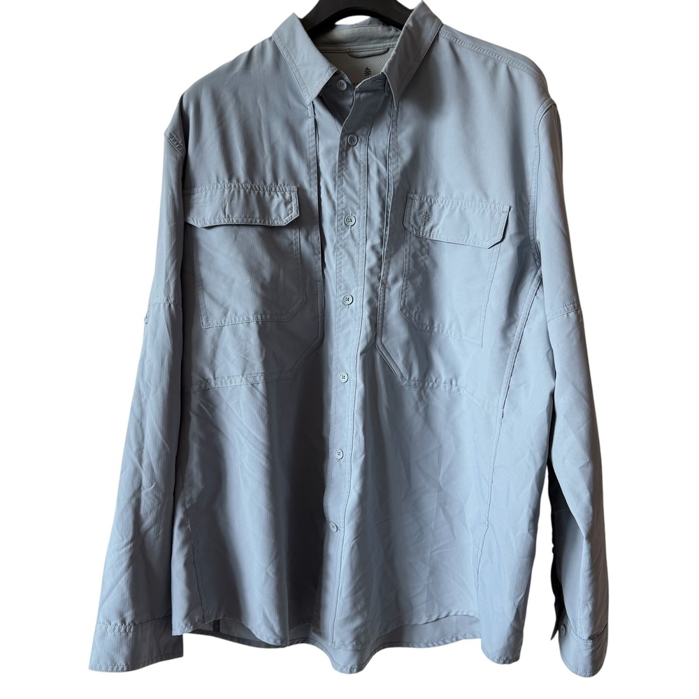 Royal Robbins Men's XL Gray Vented Travel Shirt Zip Pockets Y42193 Outdoor